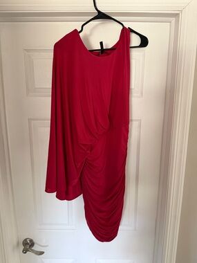 strapless open back dress Harper One Shoulder Ruffle Gown